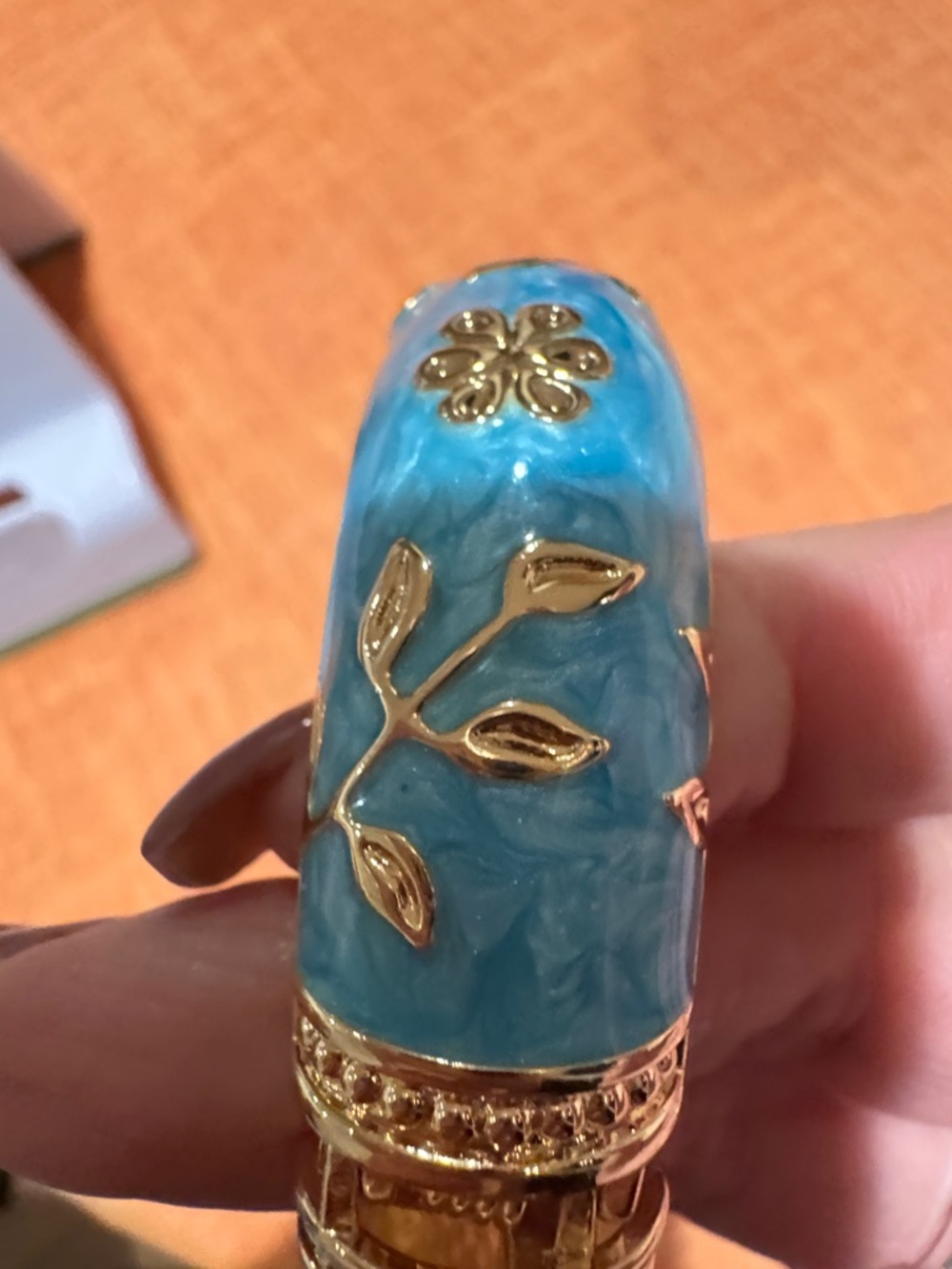 Turquoise Gold Floral Perfume Atomizer